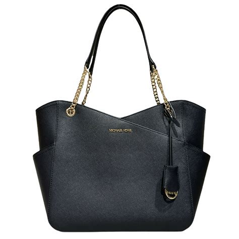 michael michael kors jet set travel large tote black|Michael Kors jet set saffiano.